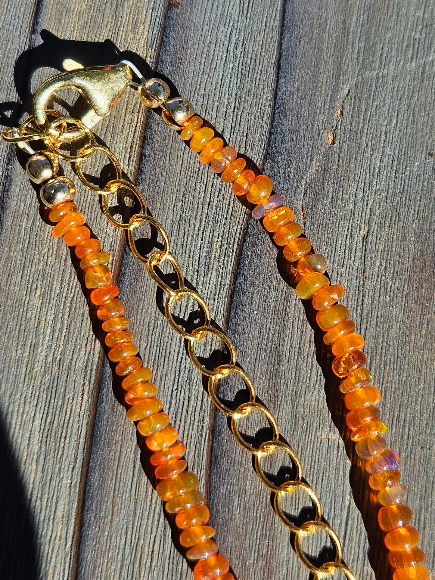 Orange Ethiopian Opal with 14kt Gold Findings