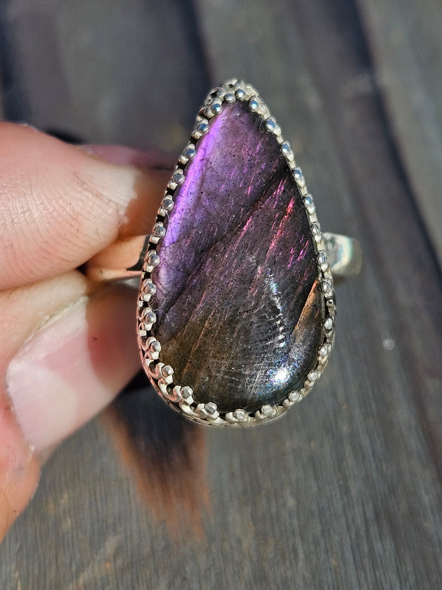 Purple Labradorite Ring, Size 9