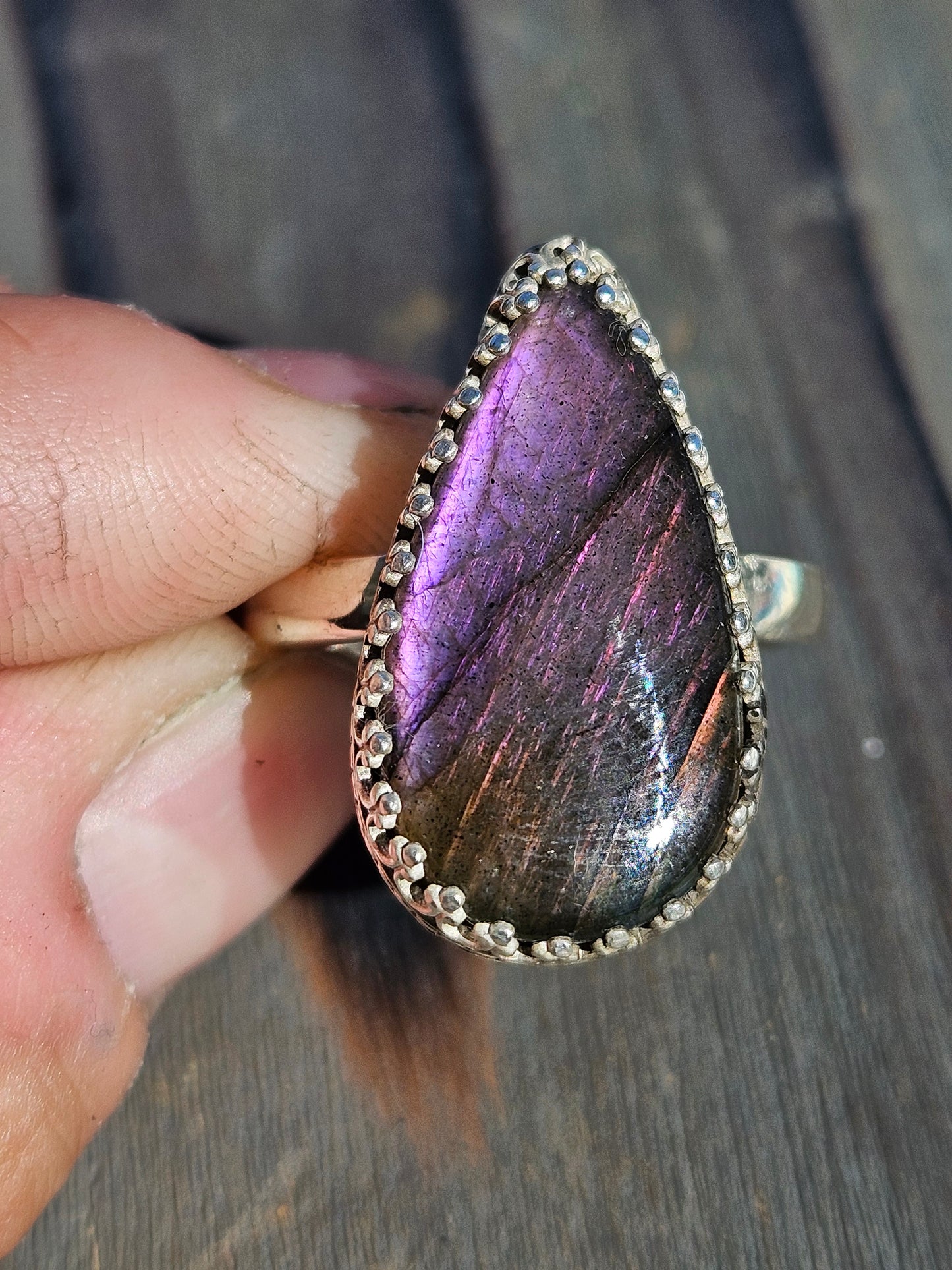 Purple Labradorite Ring, Size 9