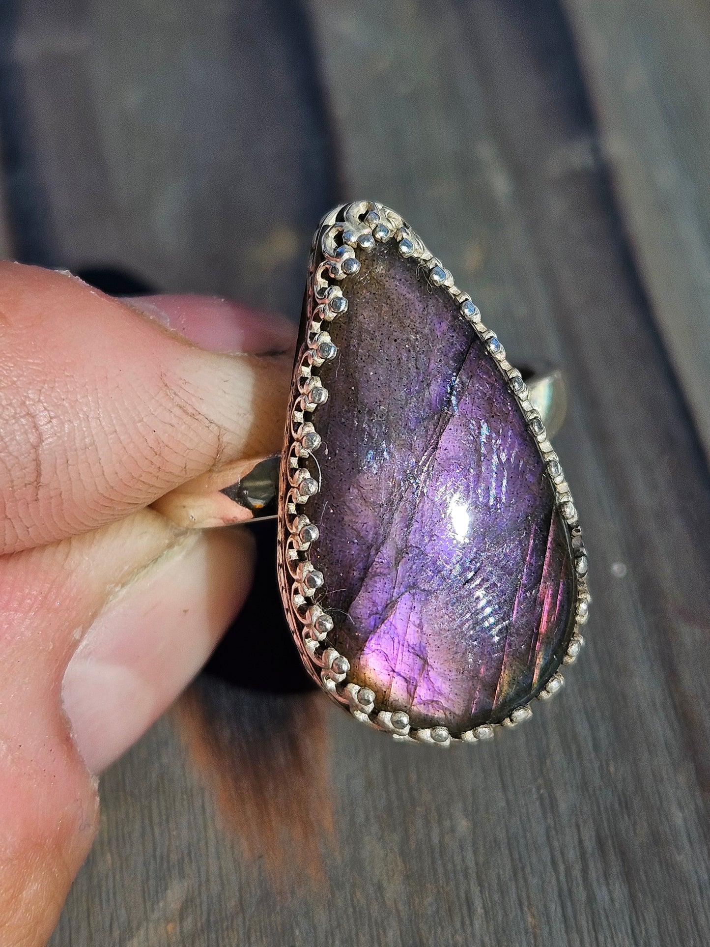 Purple Labradorite Ring, Size 9