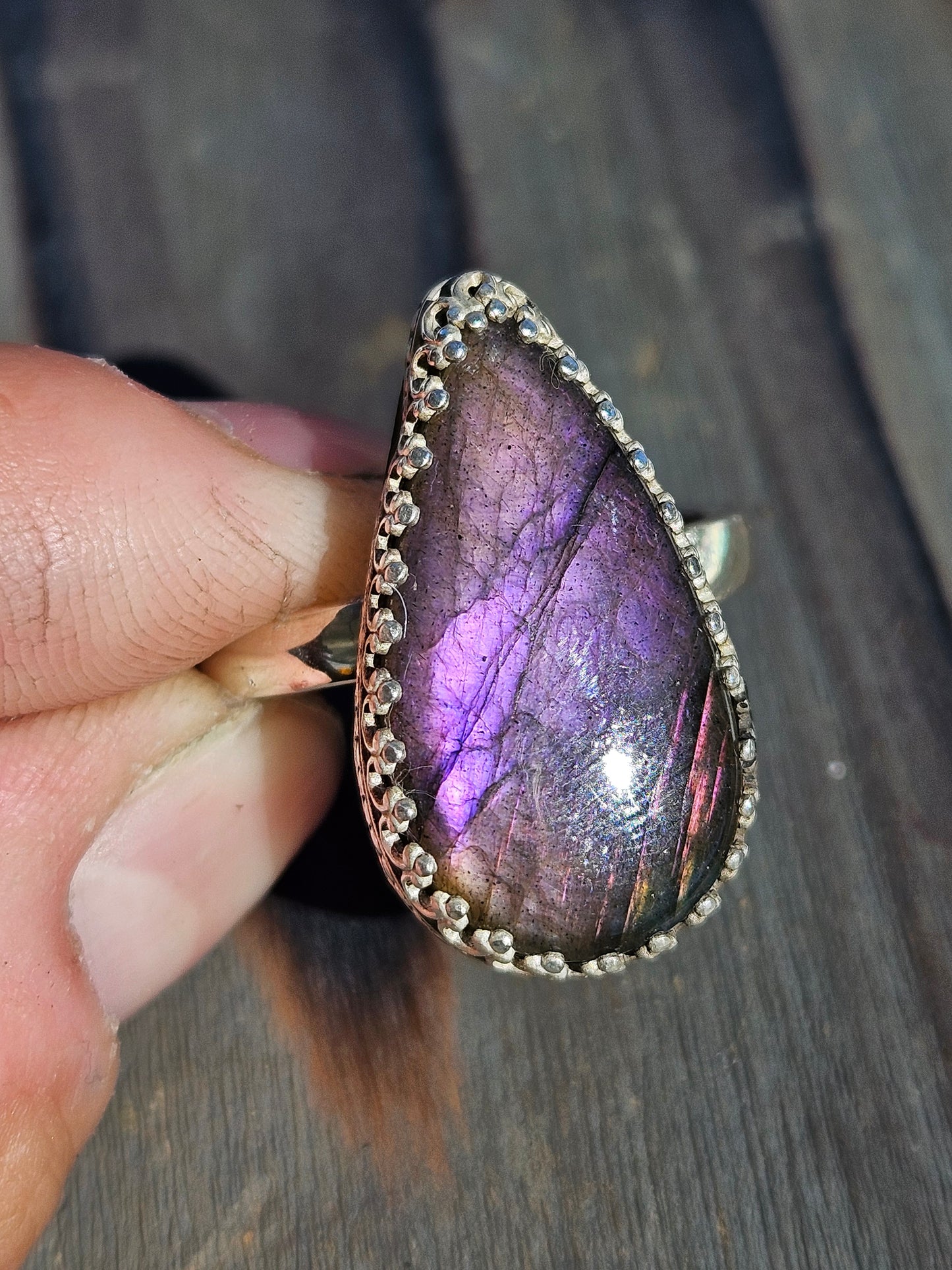Purple Labradorite Ring, Size 9