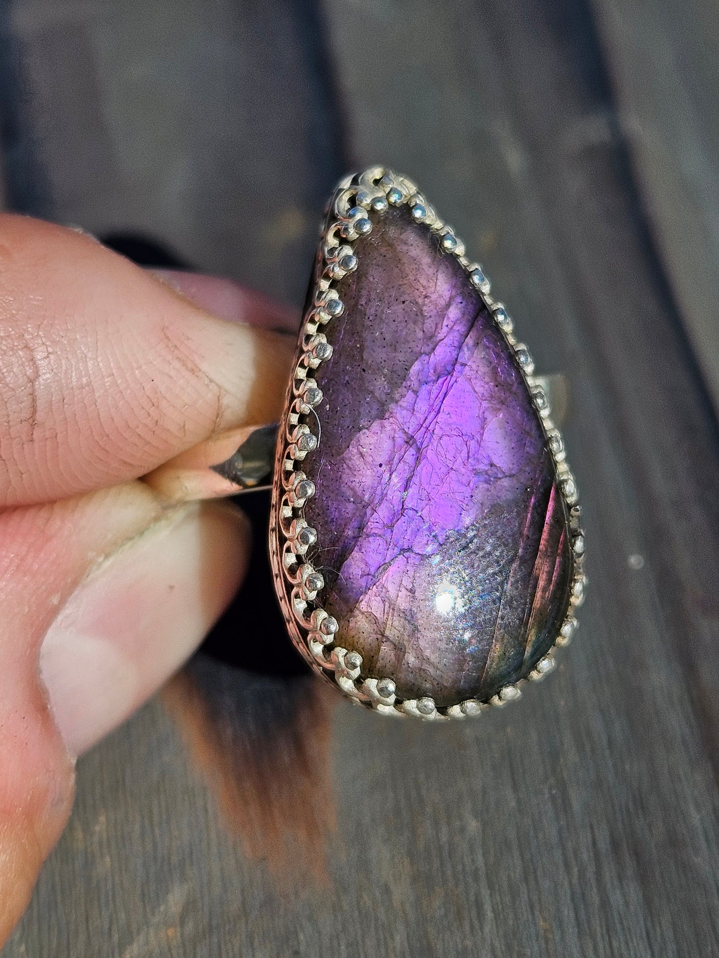 Purple Labradorite Ring, Size 9