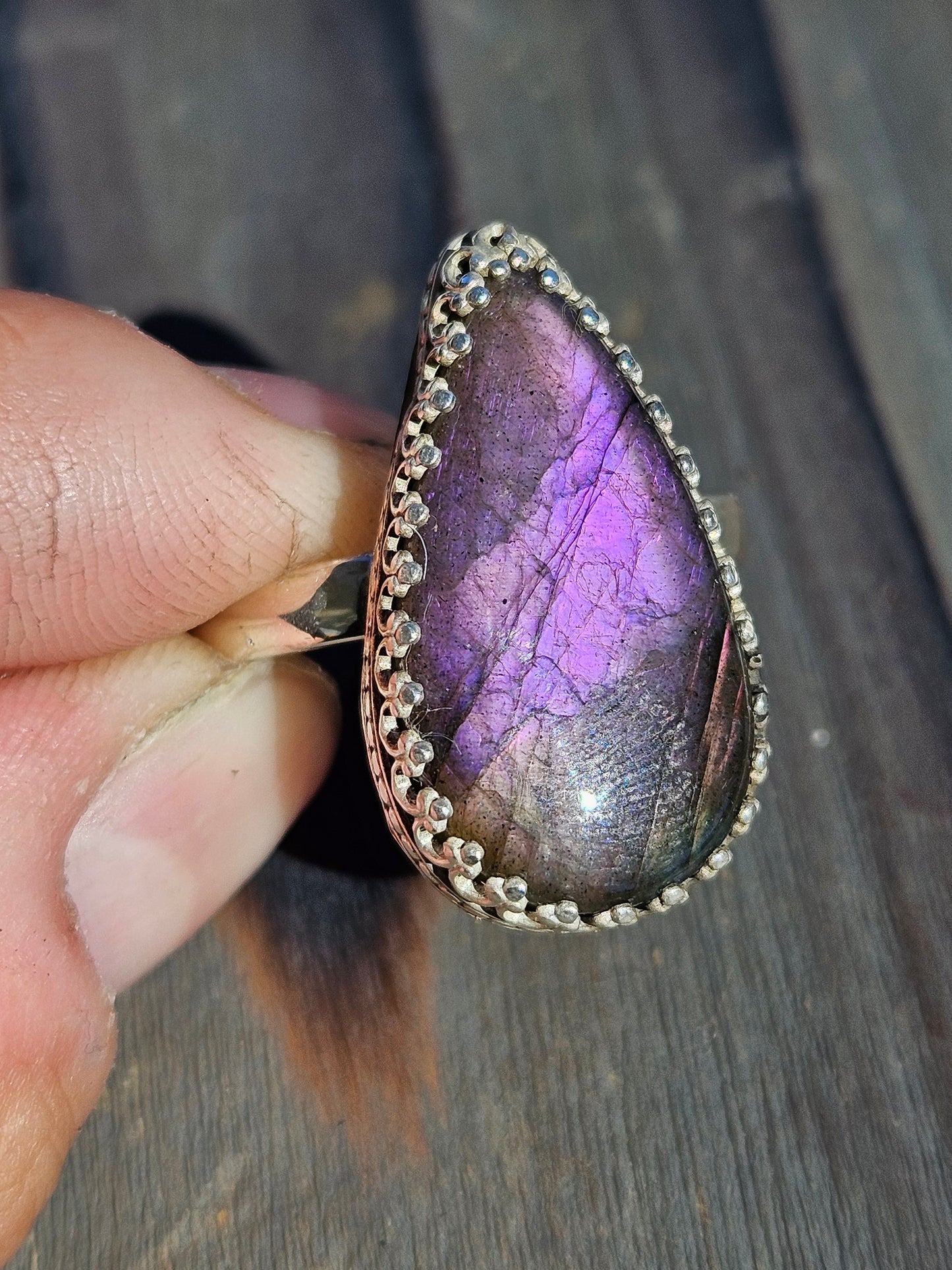 Purple Labradorite Ring, Size 9