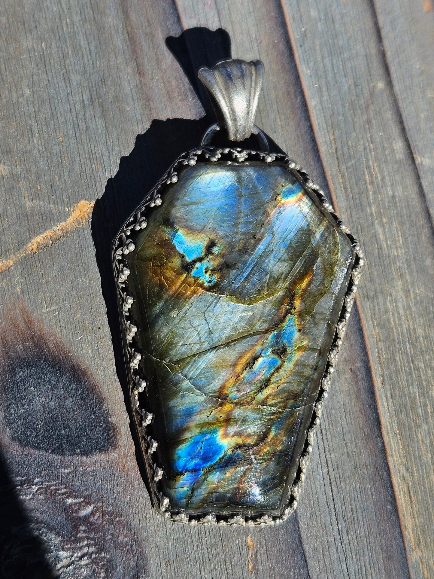 "Sleepy Hallow" Labradorite Coffin Pendant