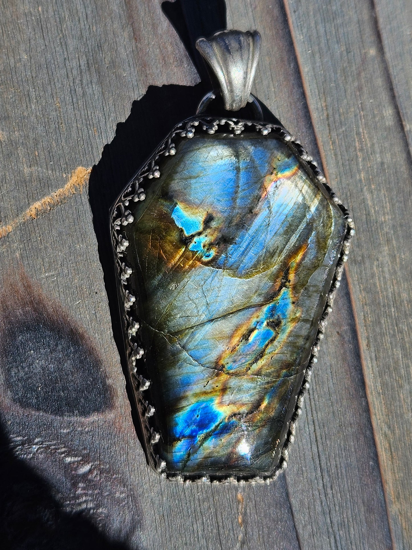 "Sleepy Hallow" Labradorite Coffin Pendant