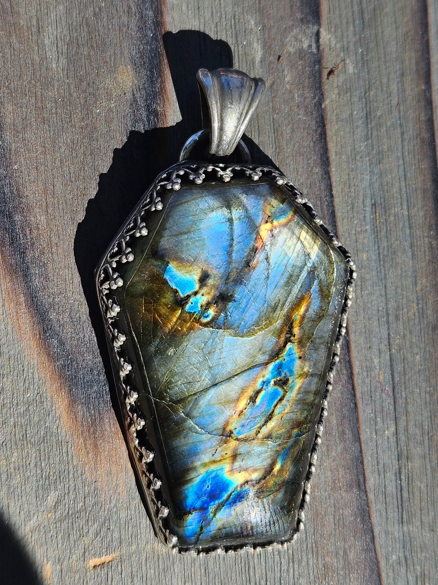 "Sleepy Hallow" Labradorite Coffin Pendant