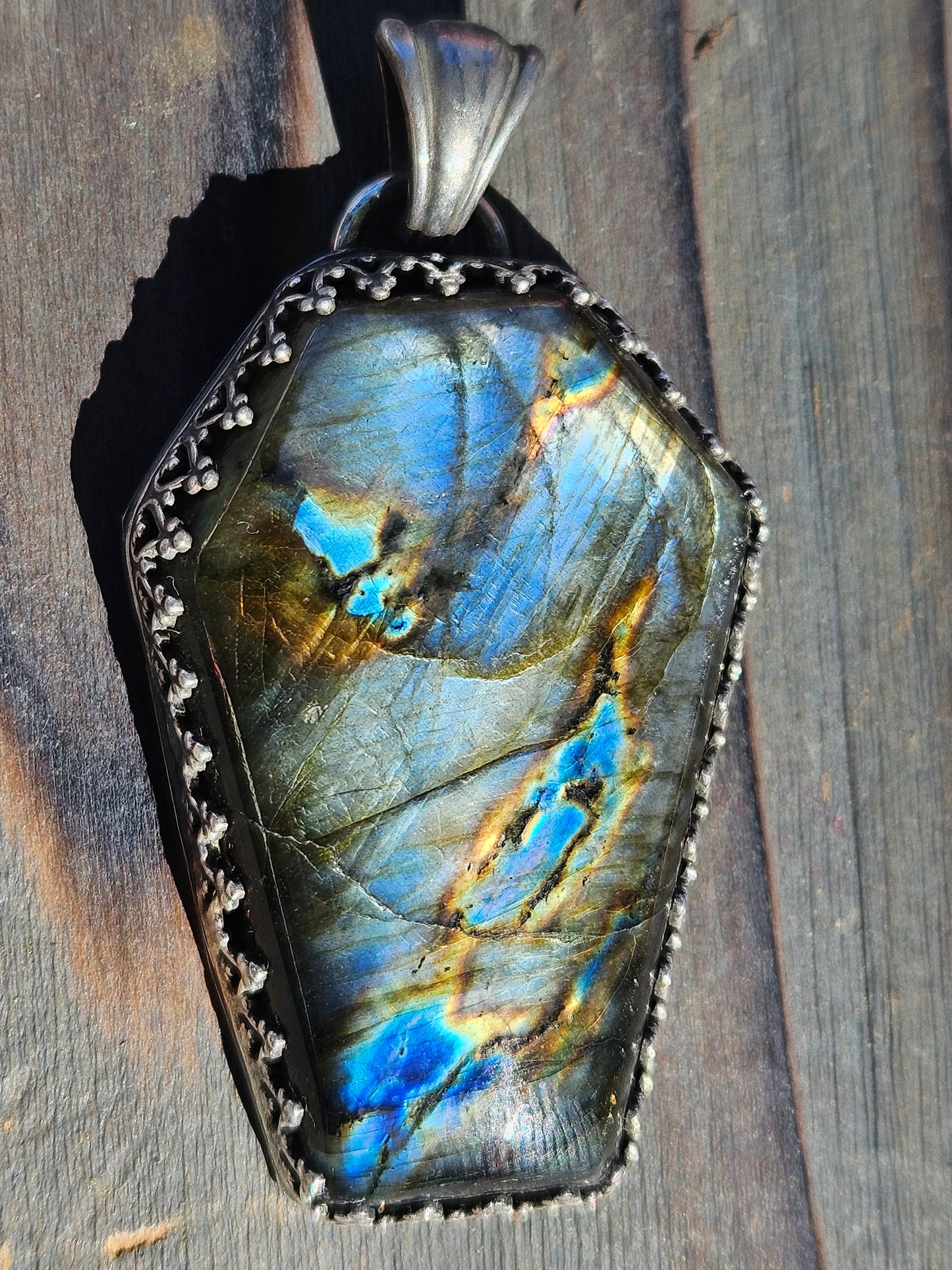 "Sleepy Hallow" Labradorite Coffin Pendant