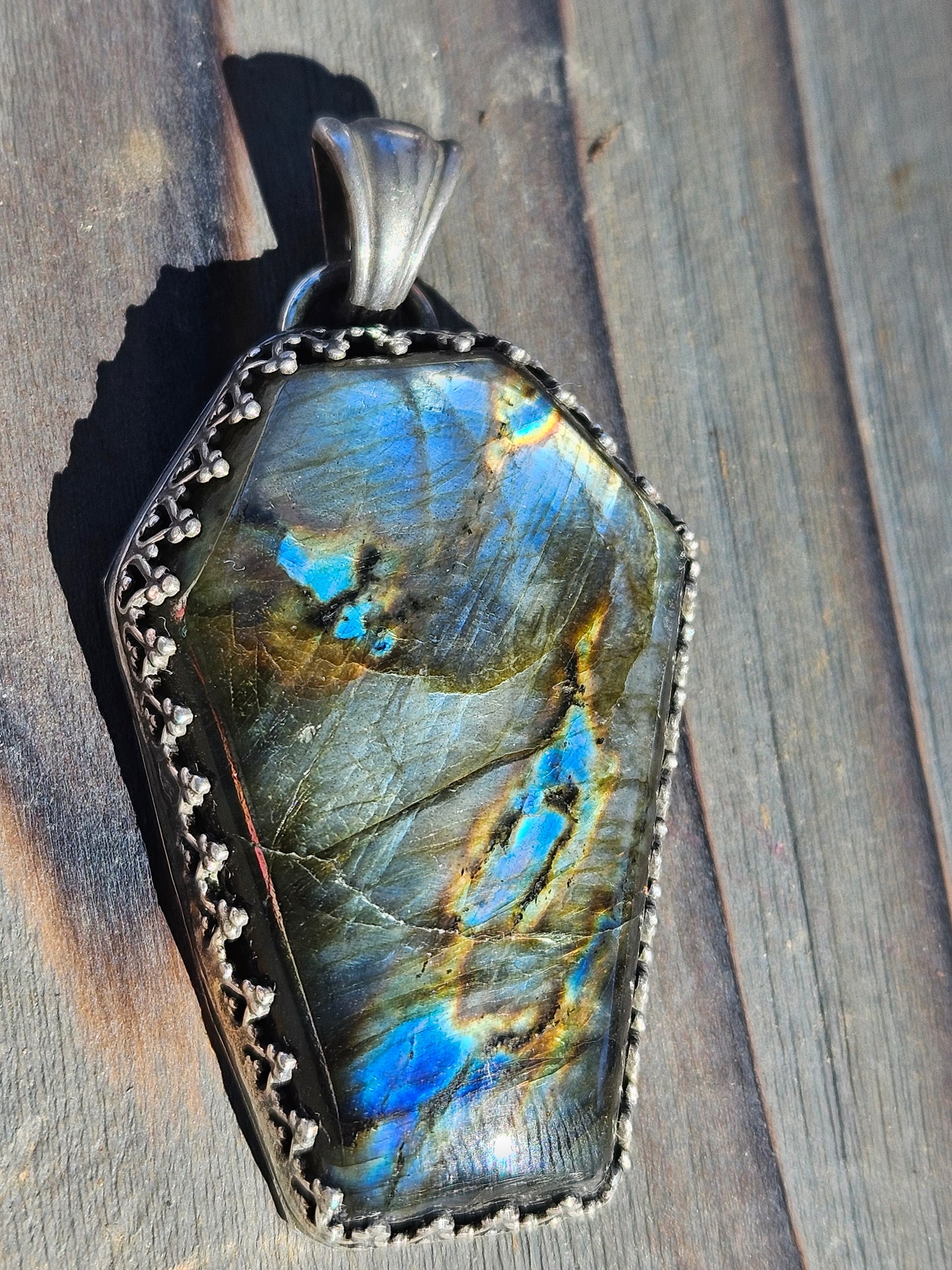 "Sleepy Hallow" Labradorite Coffin Pendant