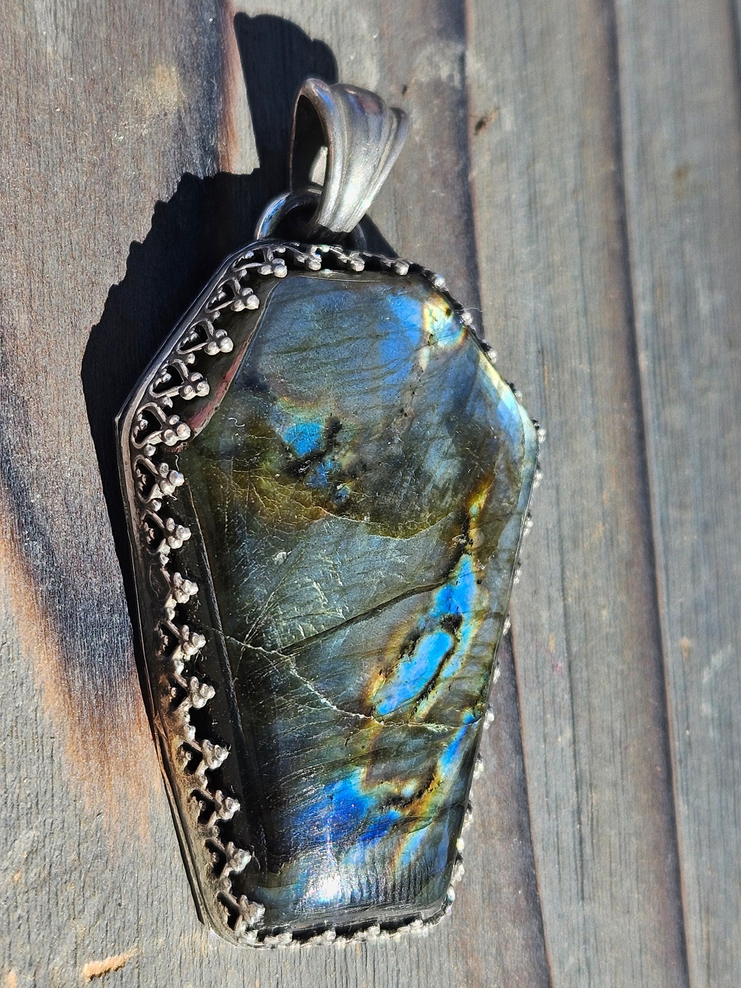 "Sleepy Hallow" Labradorite Coffin Pendant