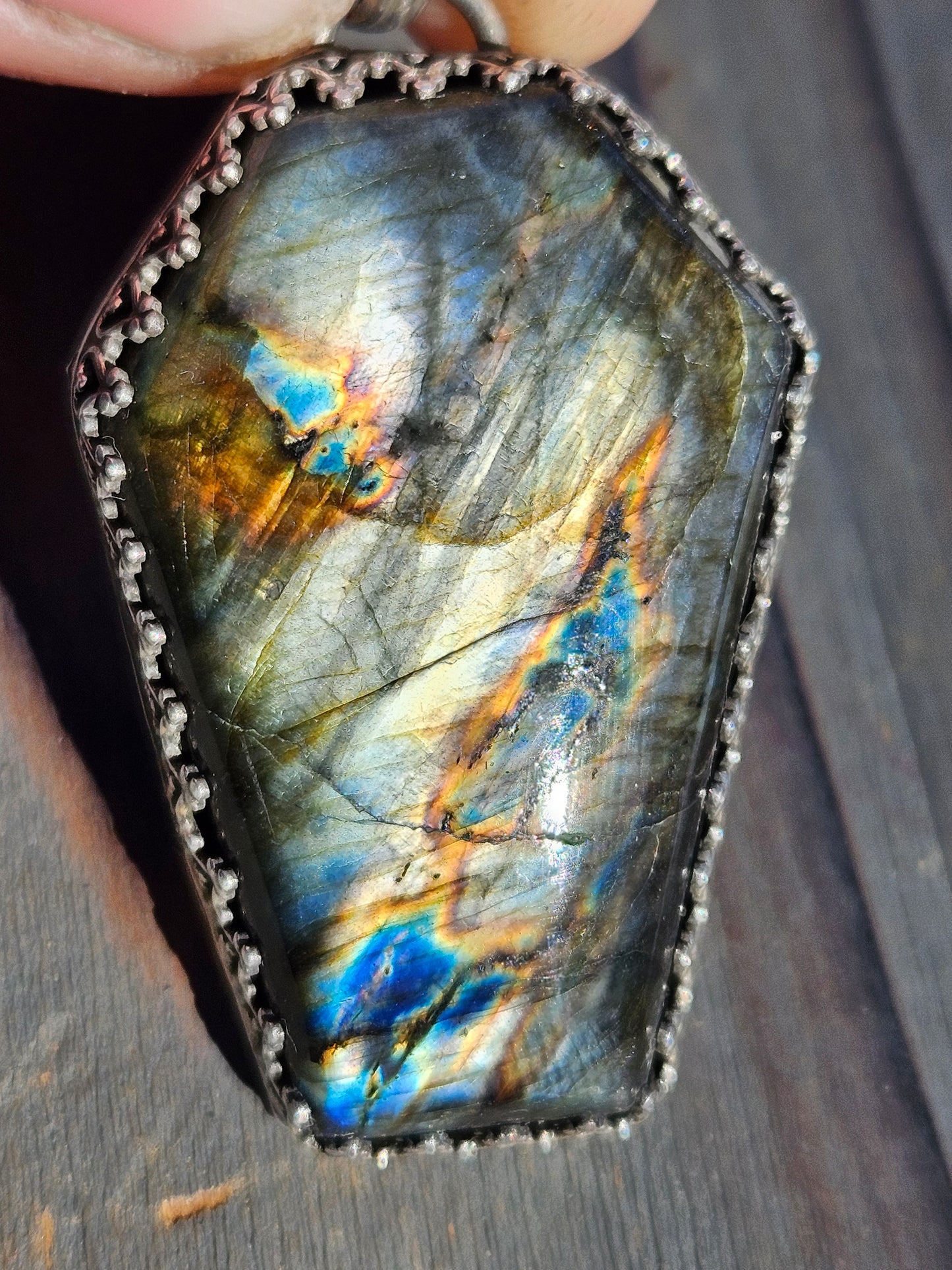 "Sleepy Hallow" Labradorite Coffin Pendant