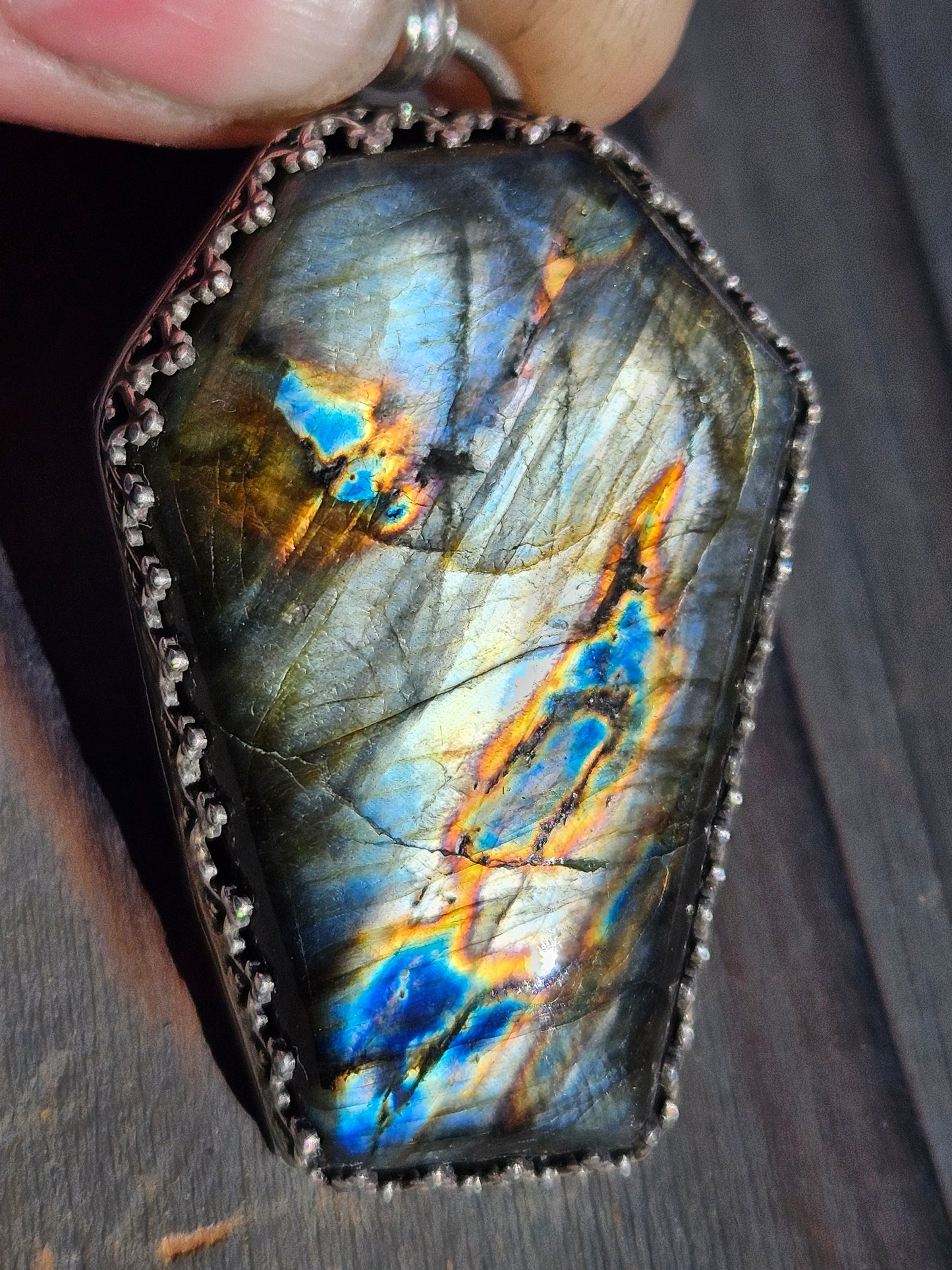 "Sleepy Hallow" Labradorite Coffin Pendant