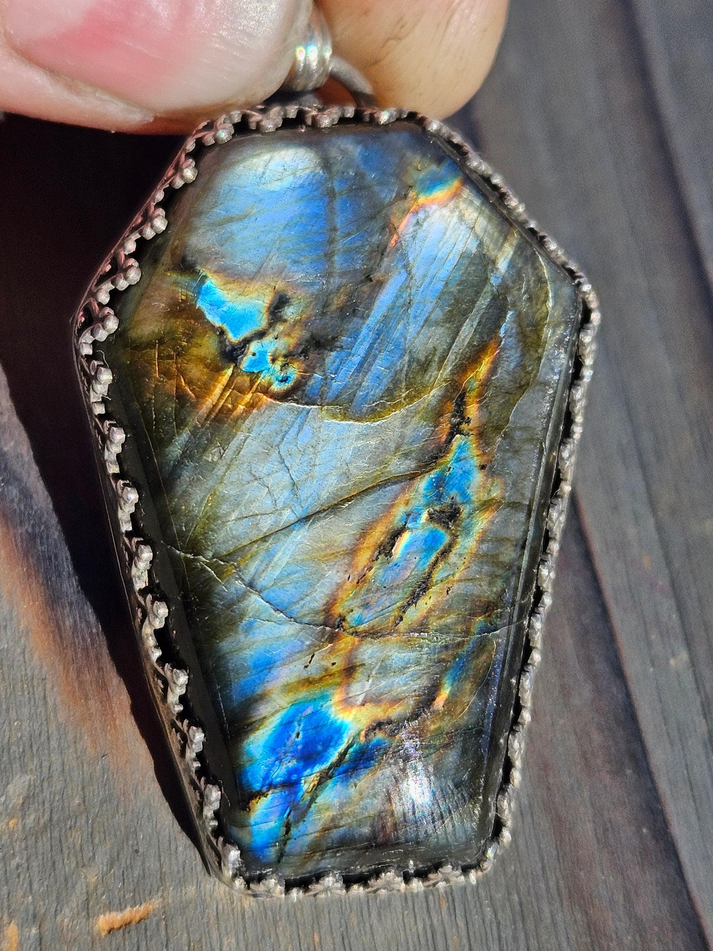 "Sleepy Hallow" Labradorite Coffin Pendant