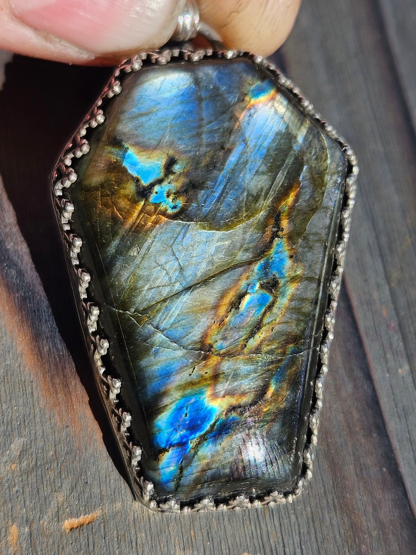 "Sleepy Hallow" Labradorite Coffin Pendant