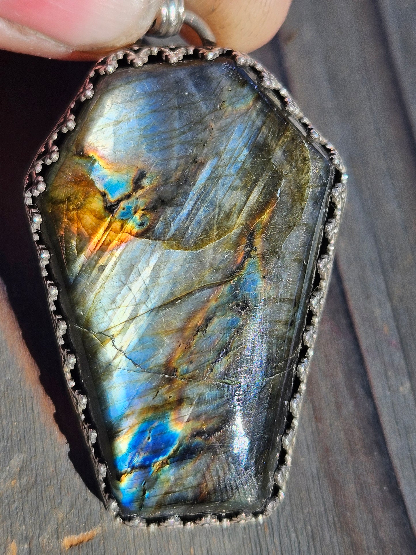 "Sleepy Hallow" Labradorite Coffin Pendant