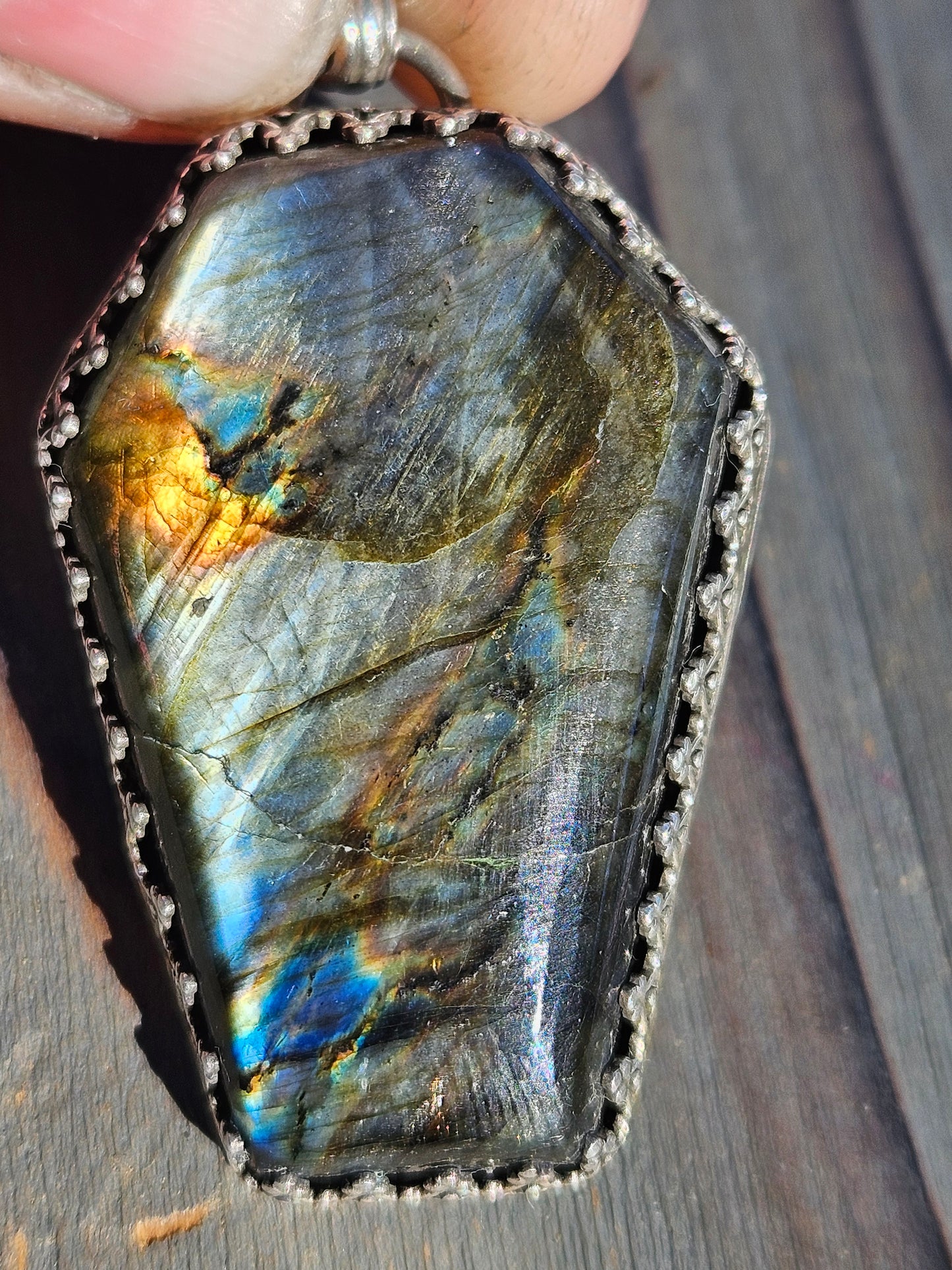 "Sleepy Hallow" Labradorite Coffin Pendant