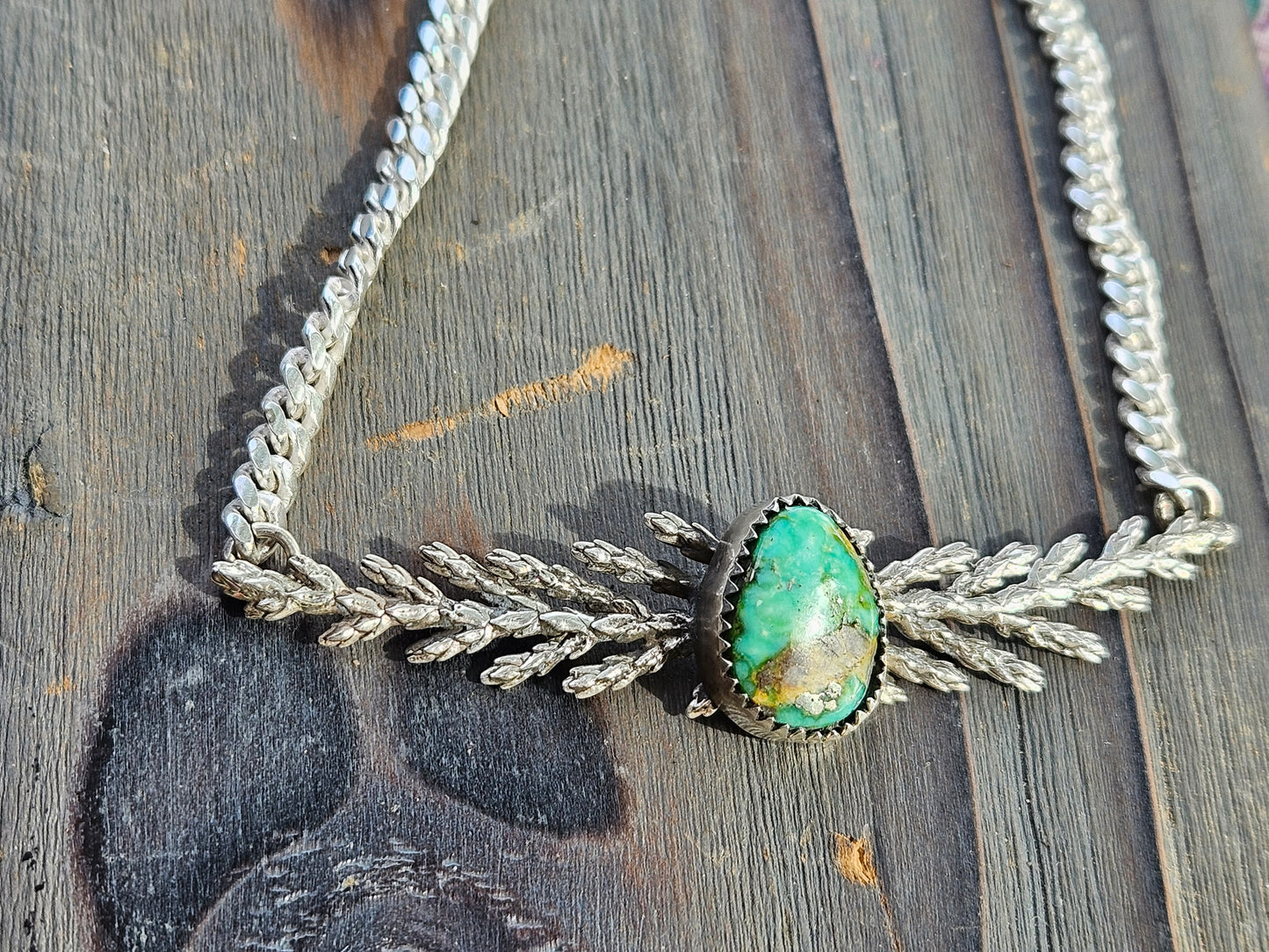 "Freedom" Turquoise Cedar Leaf Necklace