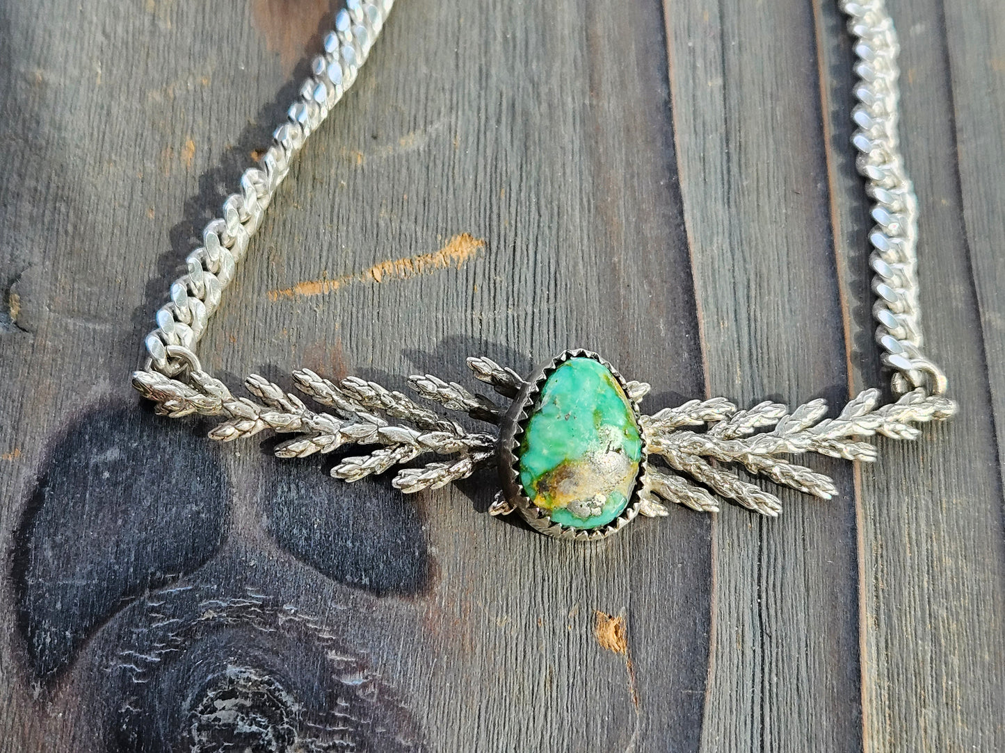 "Freedom" Turquoise Cedar Leaf Necklace