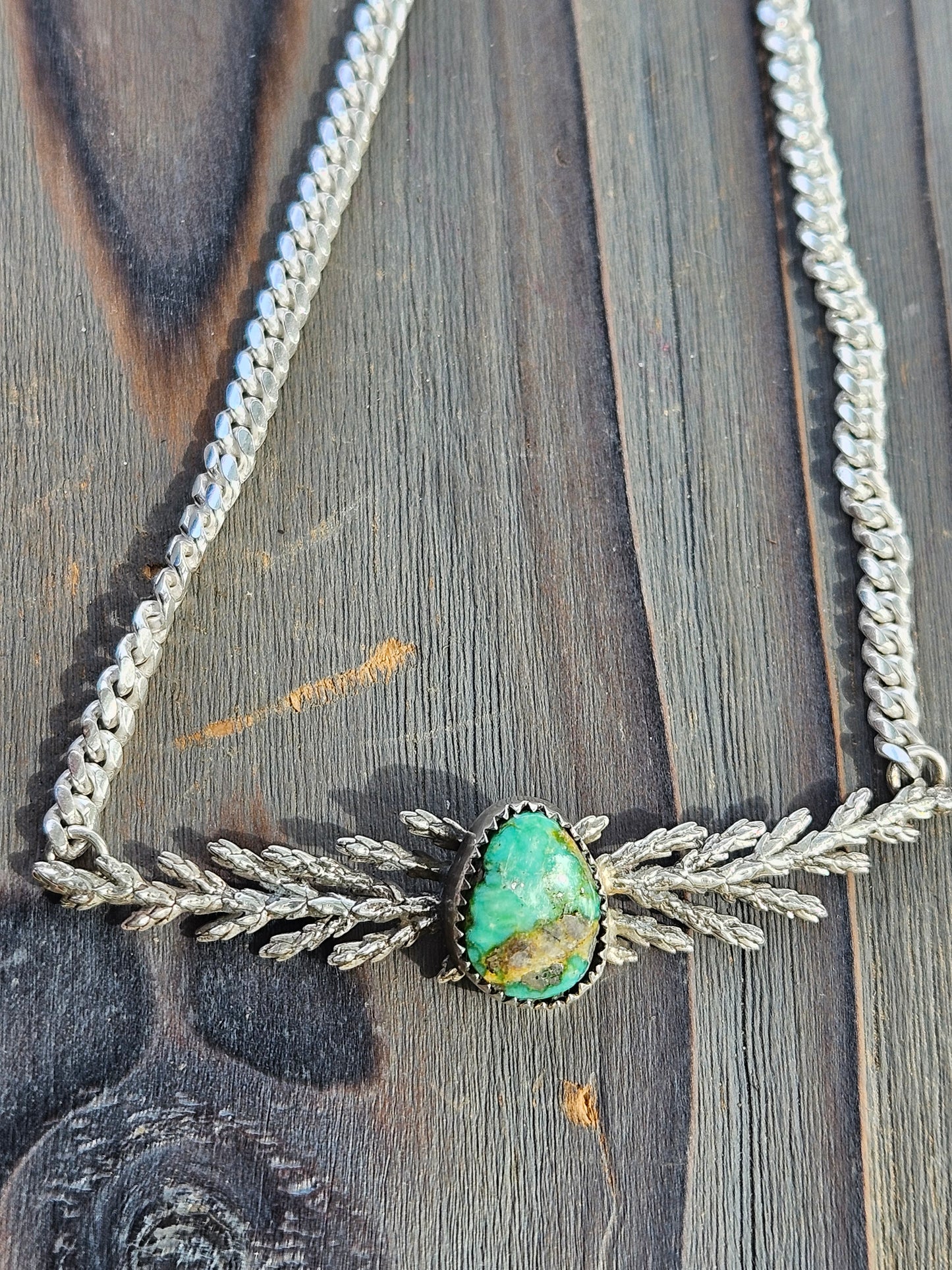 "Freedom" Turquoise Cedar Leaf Necklace