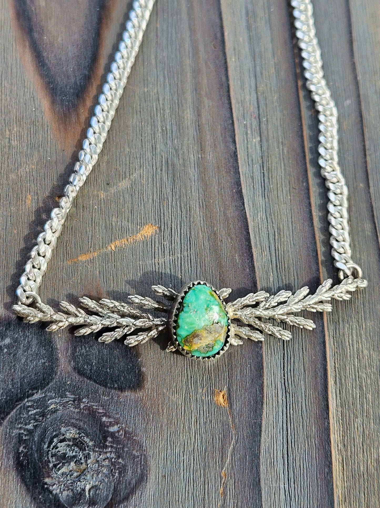 "Freedom" Turquoise Cedar Leaf Necklace