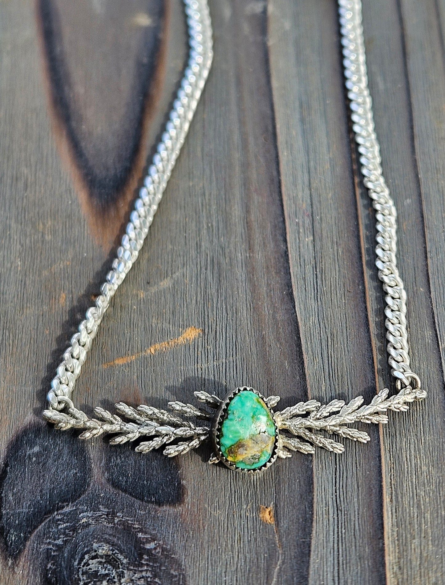 "Freedom" Turquoise Cedar Leaf Necklace