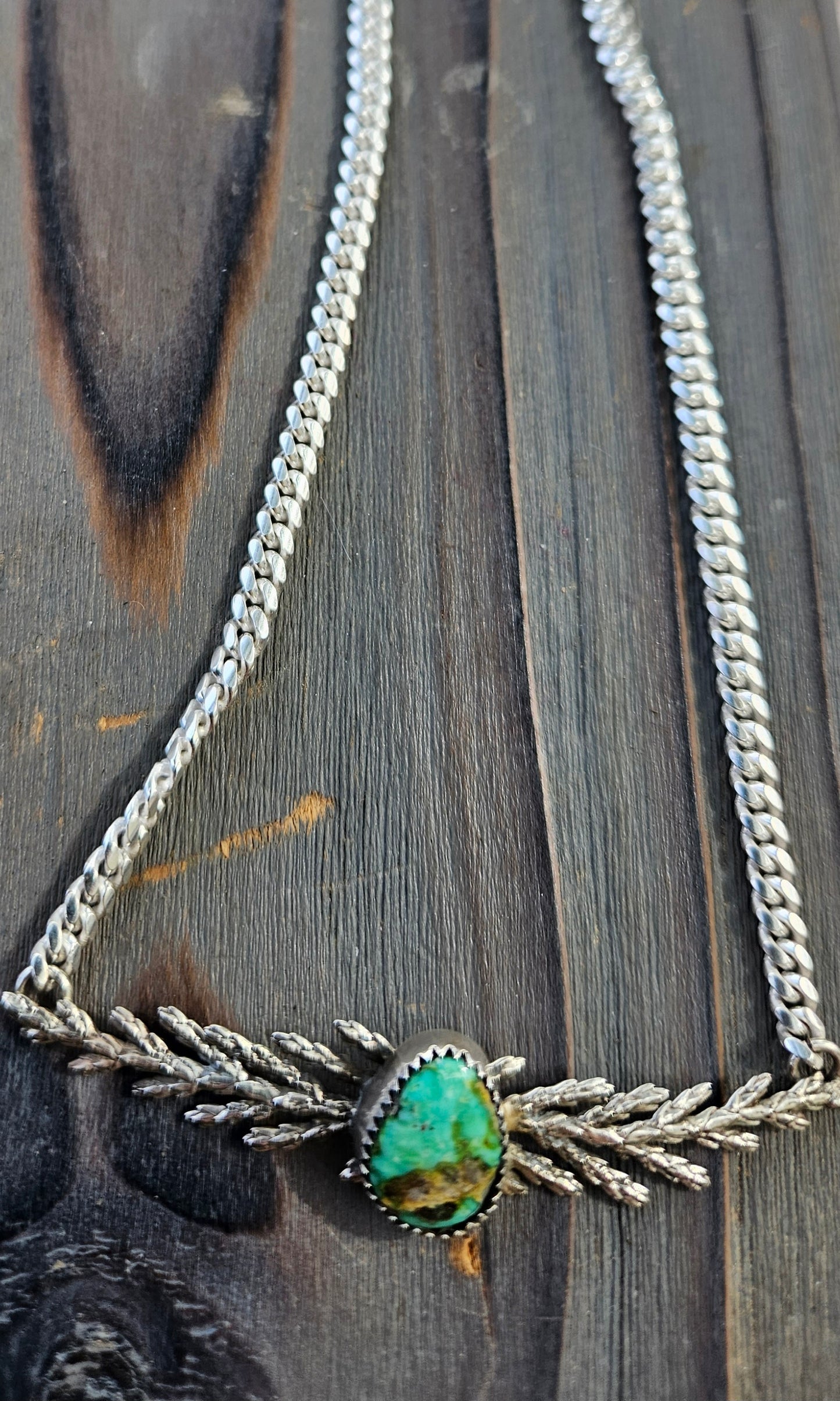 "Freedom" Turquoise Cedar Leaf Necklace