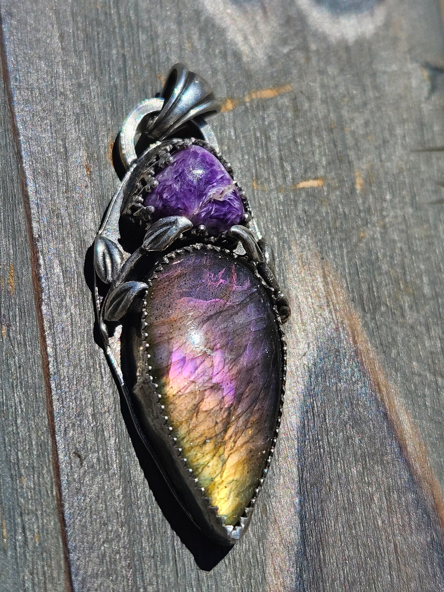 "Enchantress" Charorite and Purple Labradorite Pendant