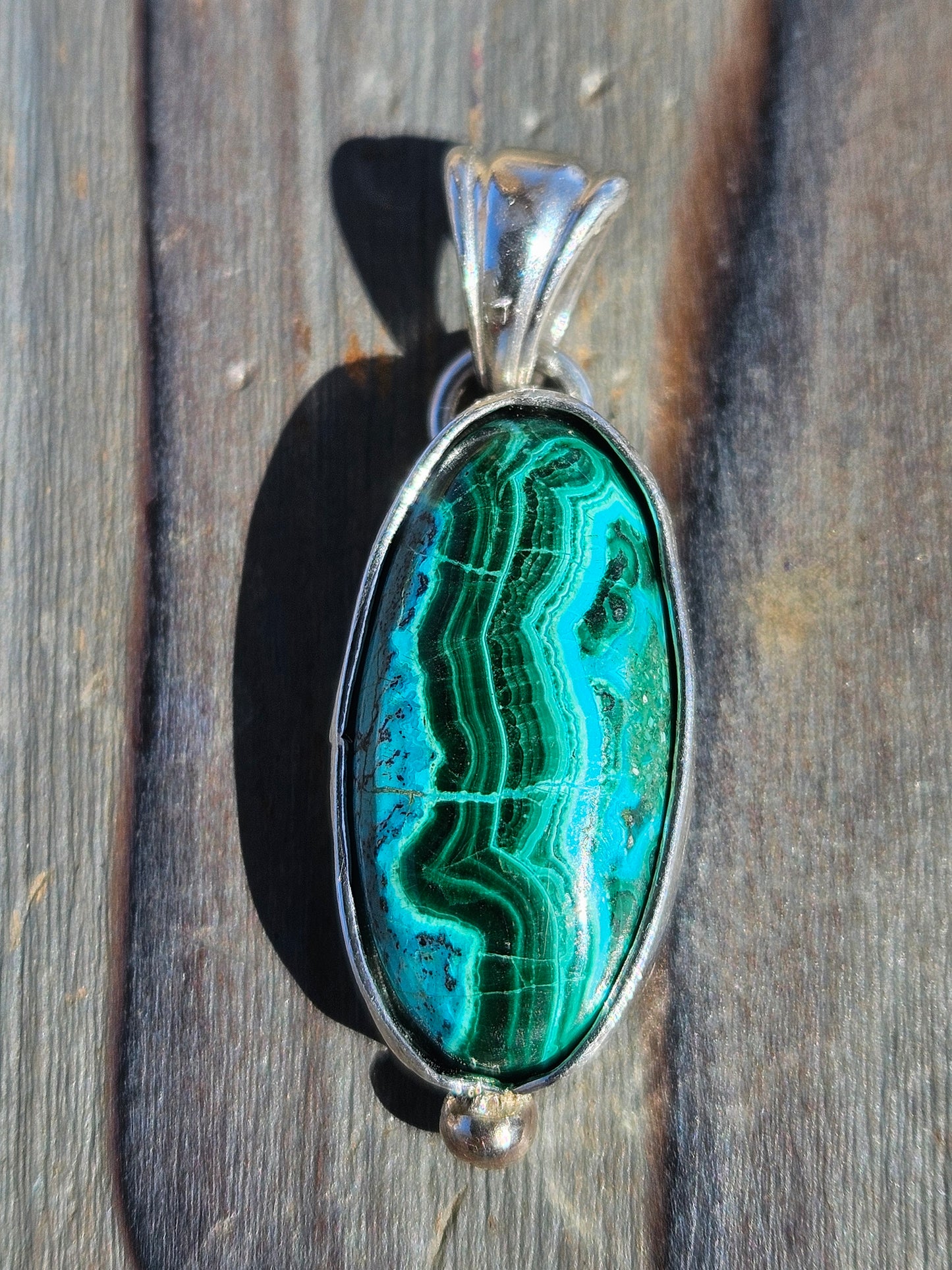 Malachite Pendant with 14kt Gold accent