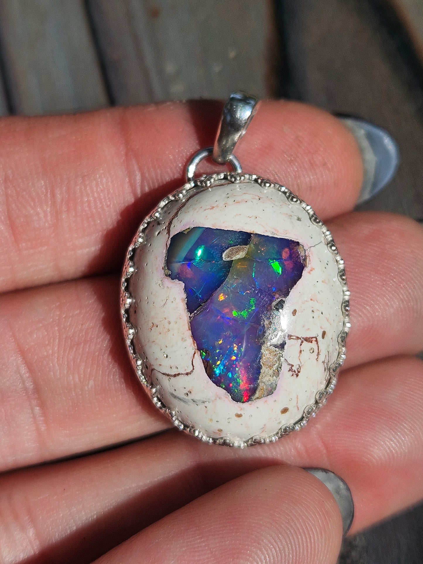 Purple Galaxy Opal Pendant