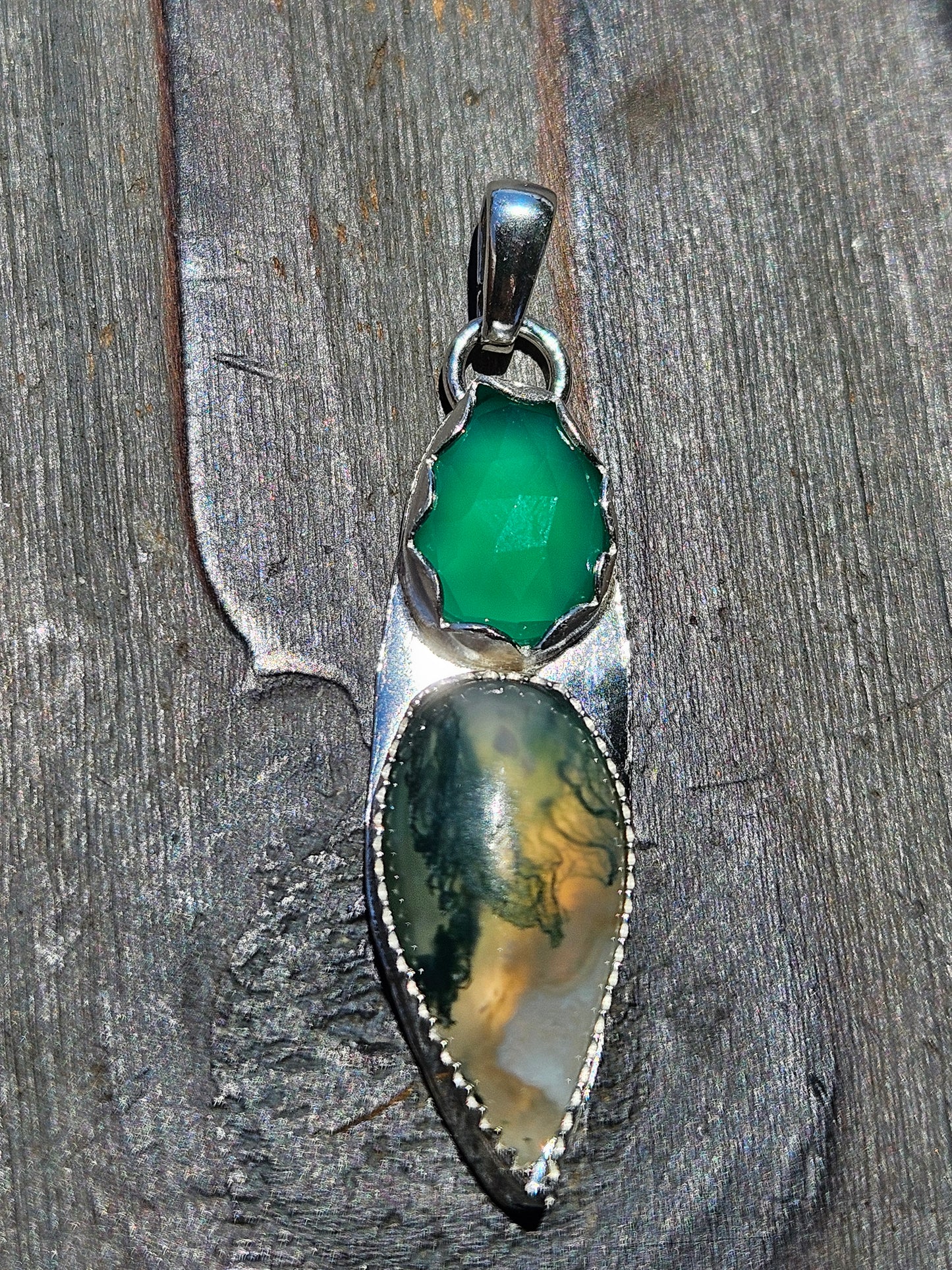 Chalcedony and Moss Agate Pendant