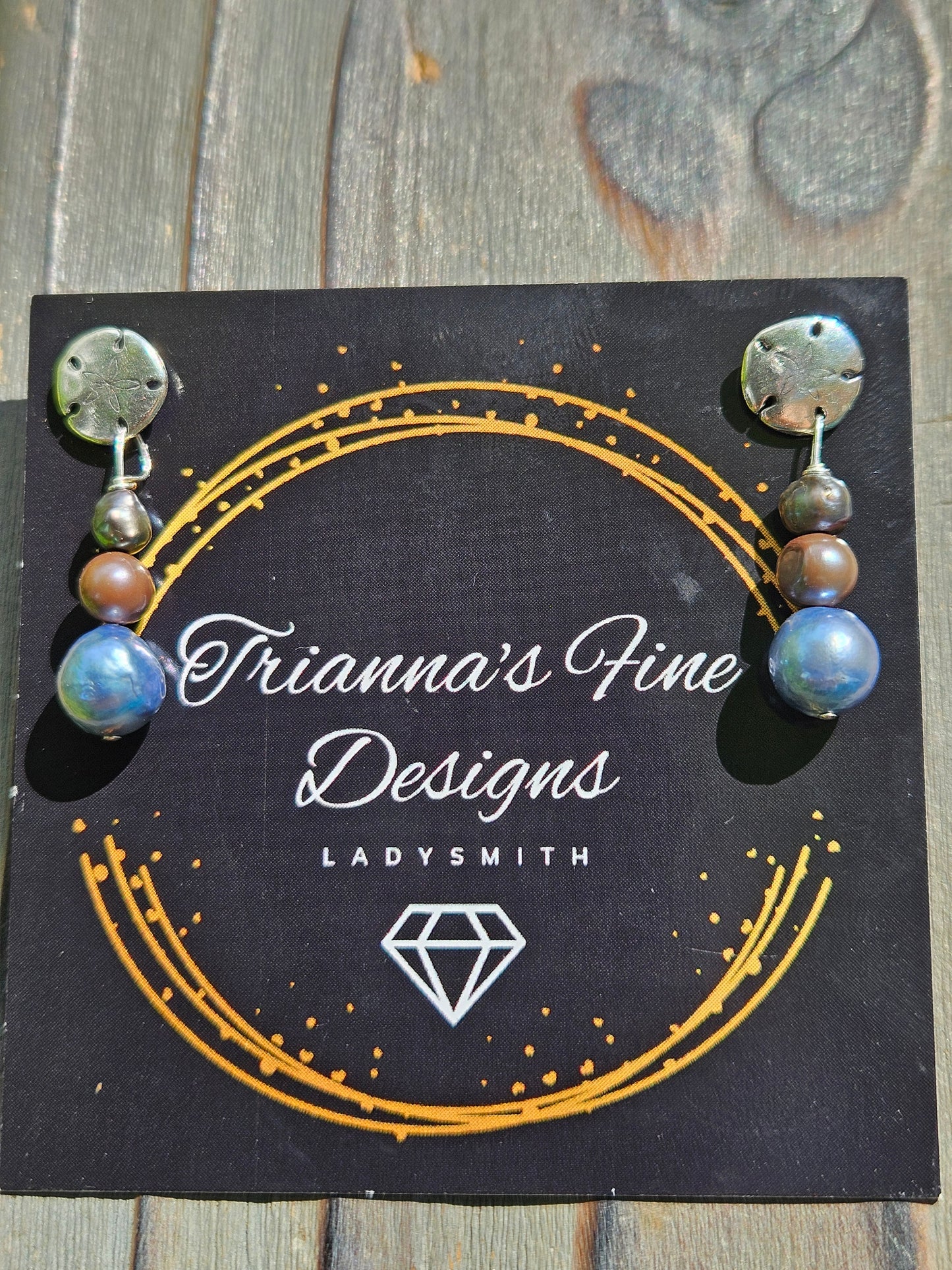 Sand Dollar and Pearl Stud Earrings