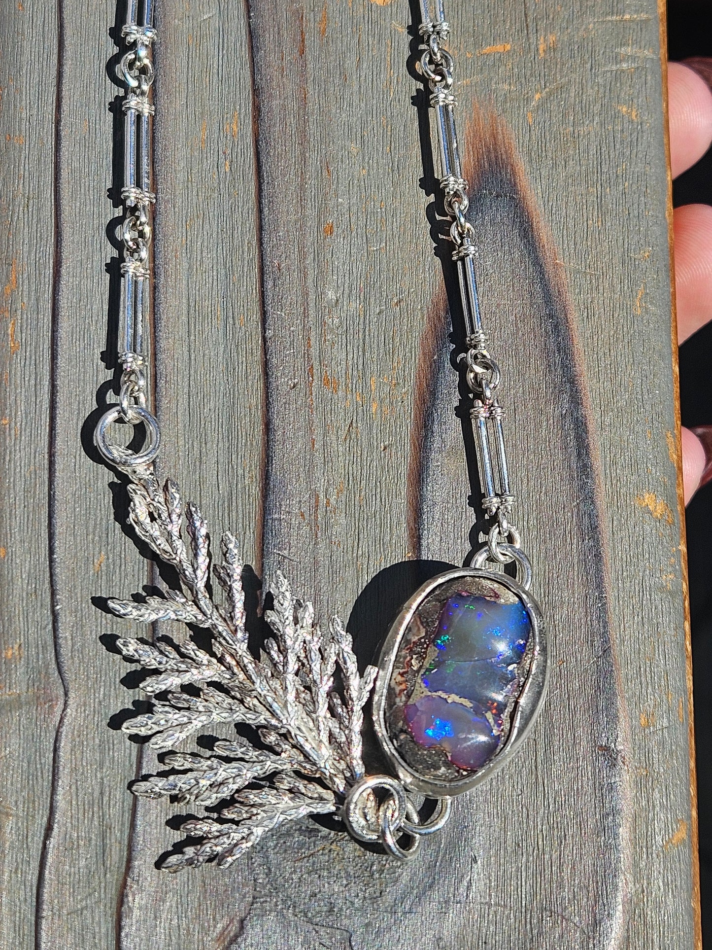 Galaxy Opal Cedar Necklace, 20in