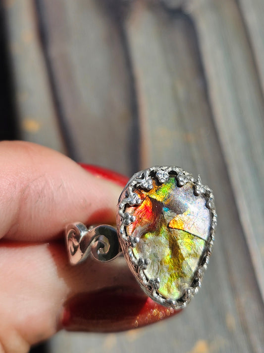 Ammolite Ring, Size 8