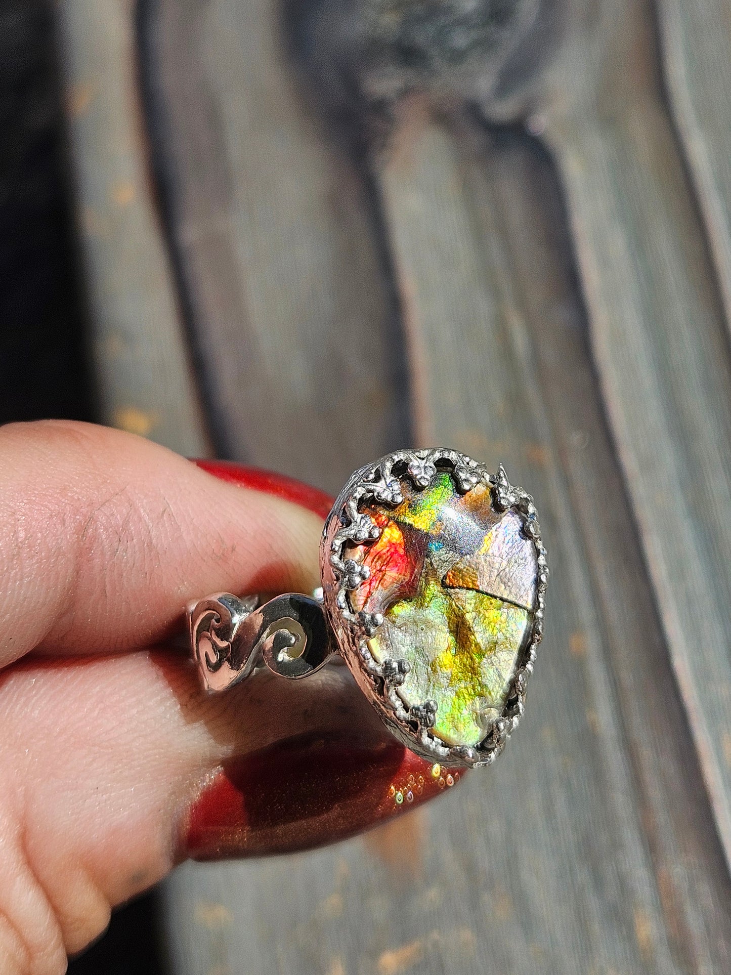 Ammolite Ring, Size 8