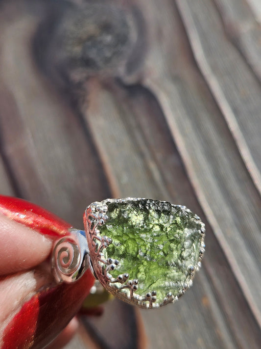 Moldavite Ring, Size 7