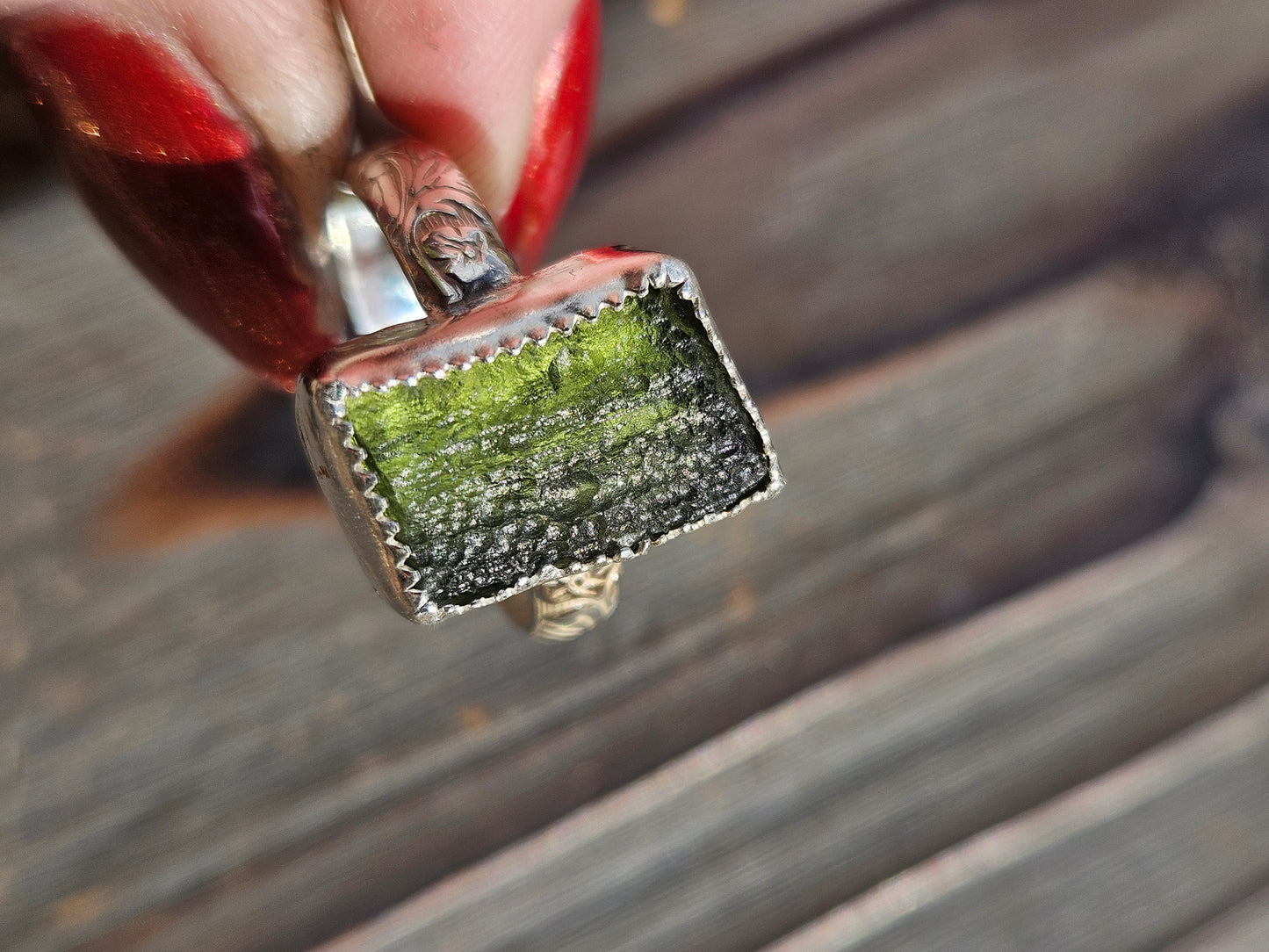 Moldavite Ring, Size 9