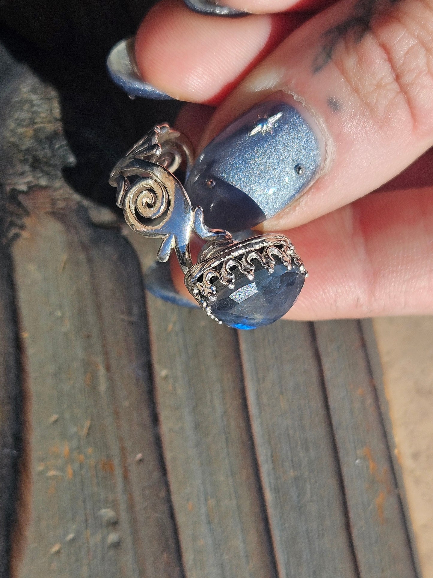 Indigo Labradorite Ring, Size 8