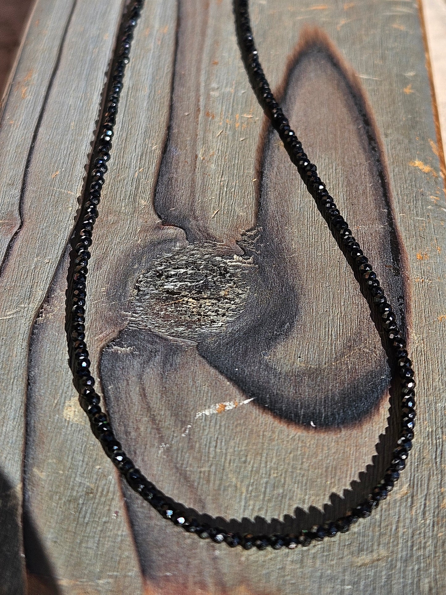 Black Spinel Micro Mini Necklace, 19in