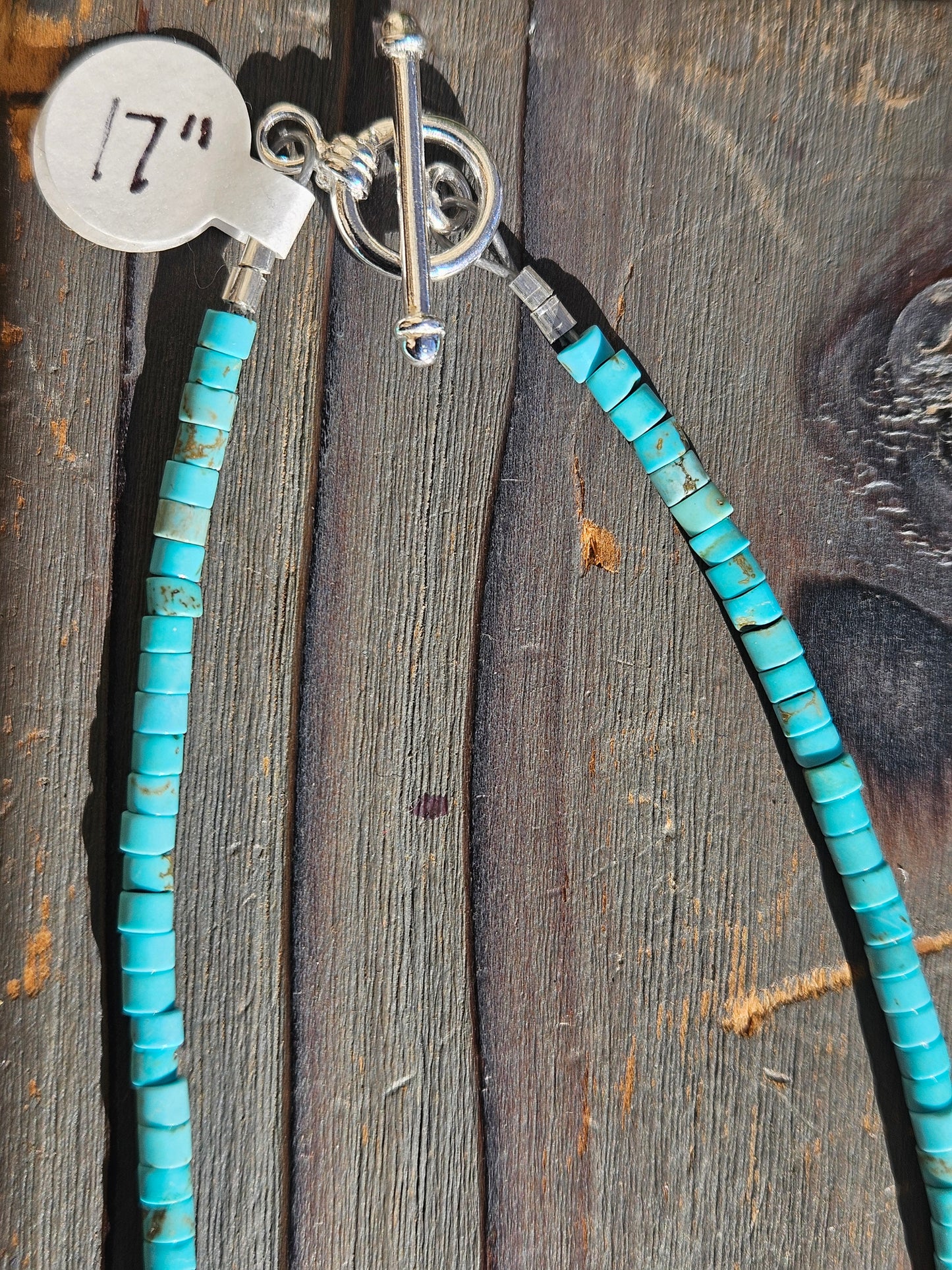 Turquoise Toggle Micro-Mini Necklace, 17in