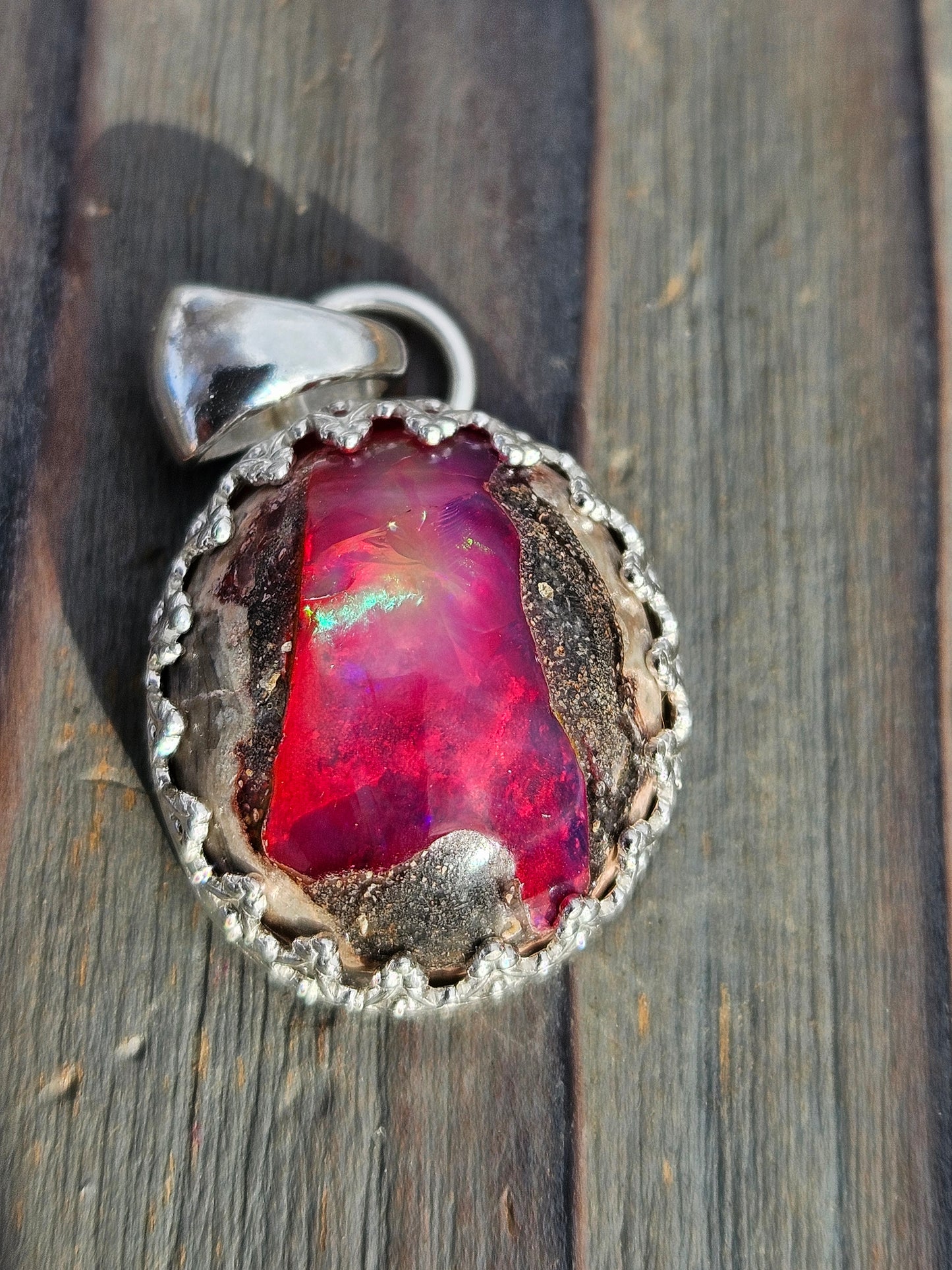 Pink Galaxy Opal Pendant