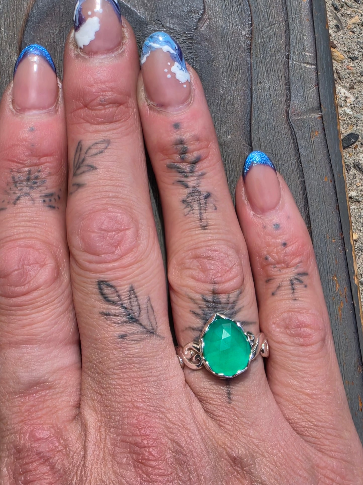 Green Chalcedony Ring, Size 7