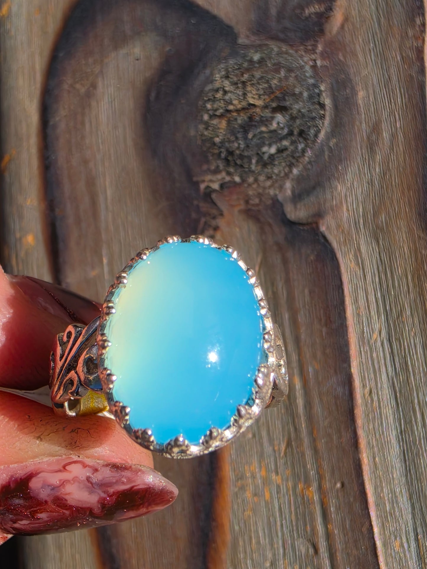 Blue Chalcedony Ring, Size 7.5