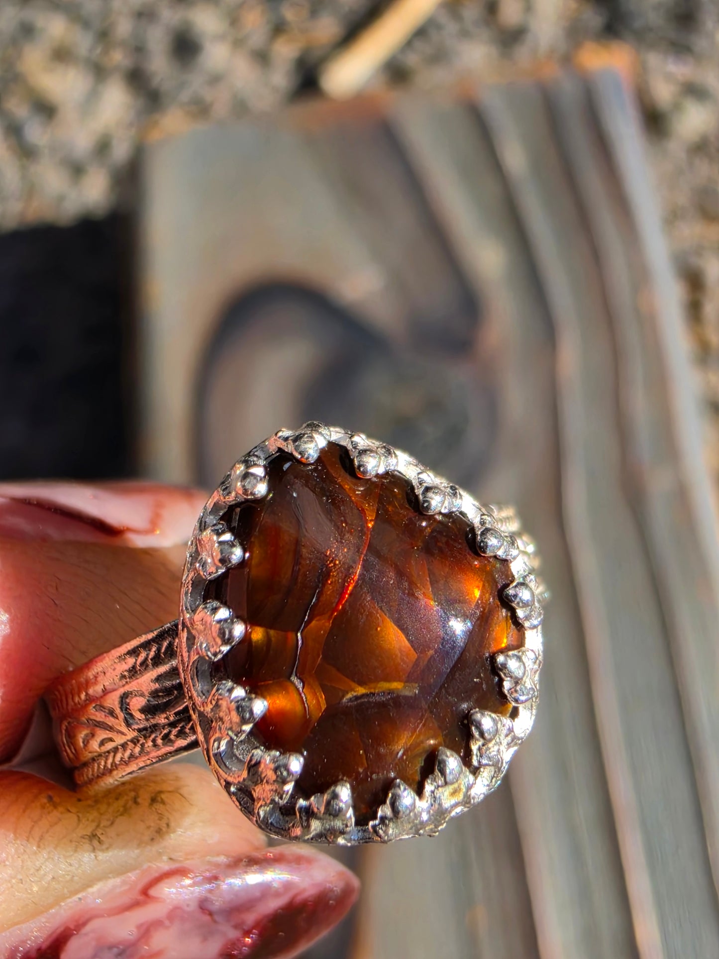 Mexican Fire Agate Ring, Size 8