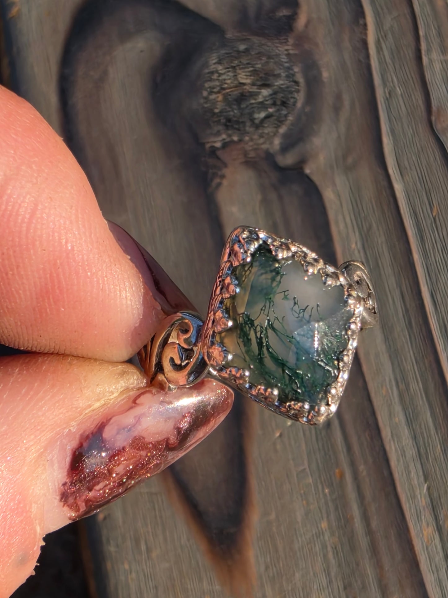 Moss Agate Ring, Size 7