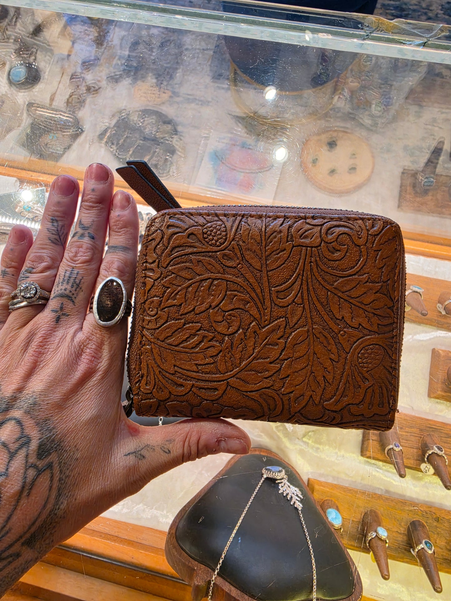 Frye and CO embossed leather wallet