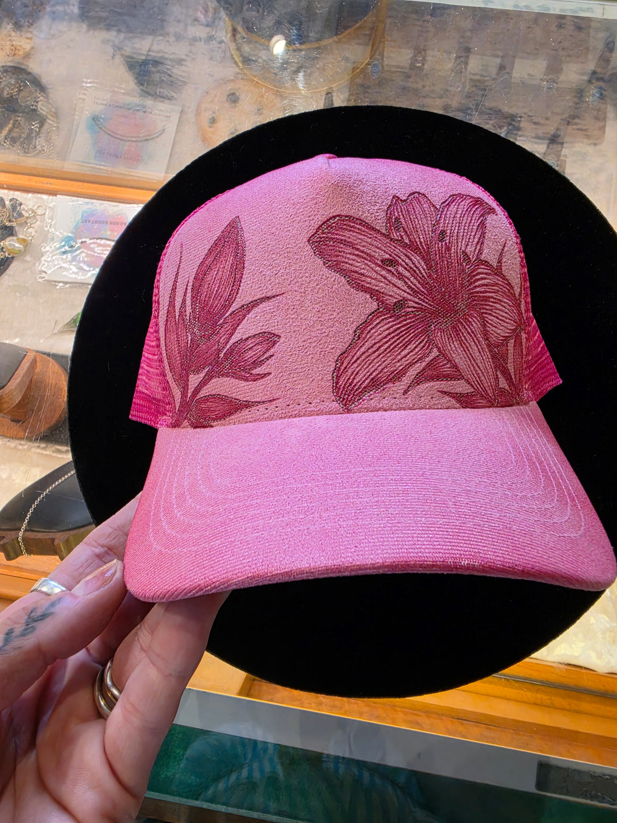 Pink Lily Bakers Burns Baseball Hat