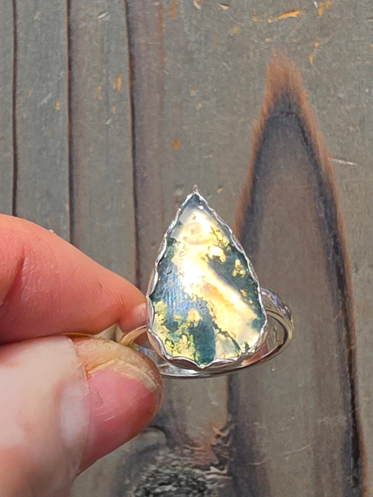 Moss agate Ring, Size 7.5