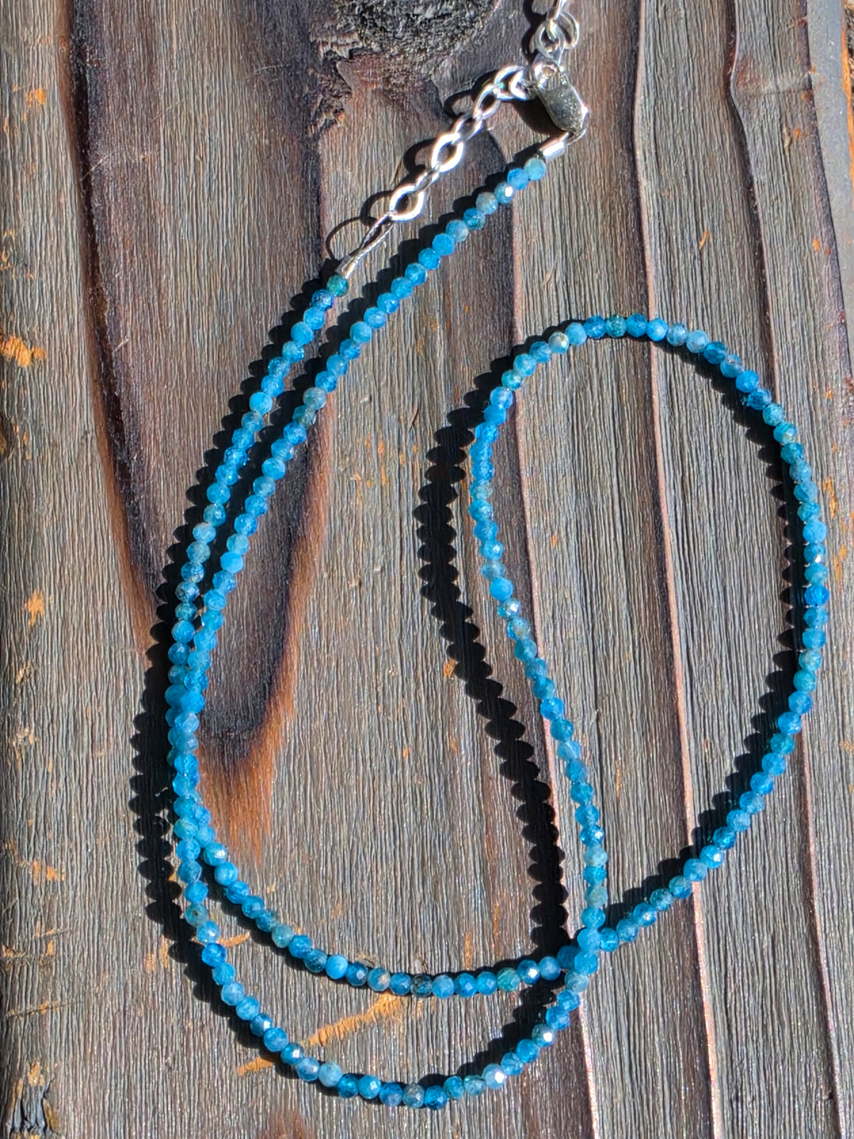 Blue Apatite Micro Mini Necklace, 18in