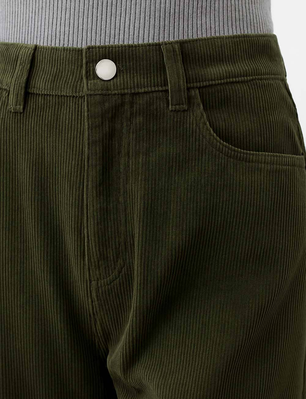 Ladies Solid Color Corduroy Wide Leg Pants