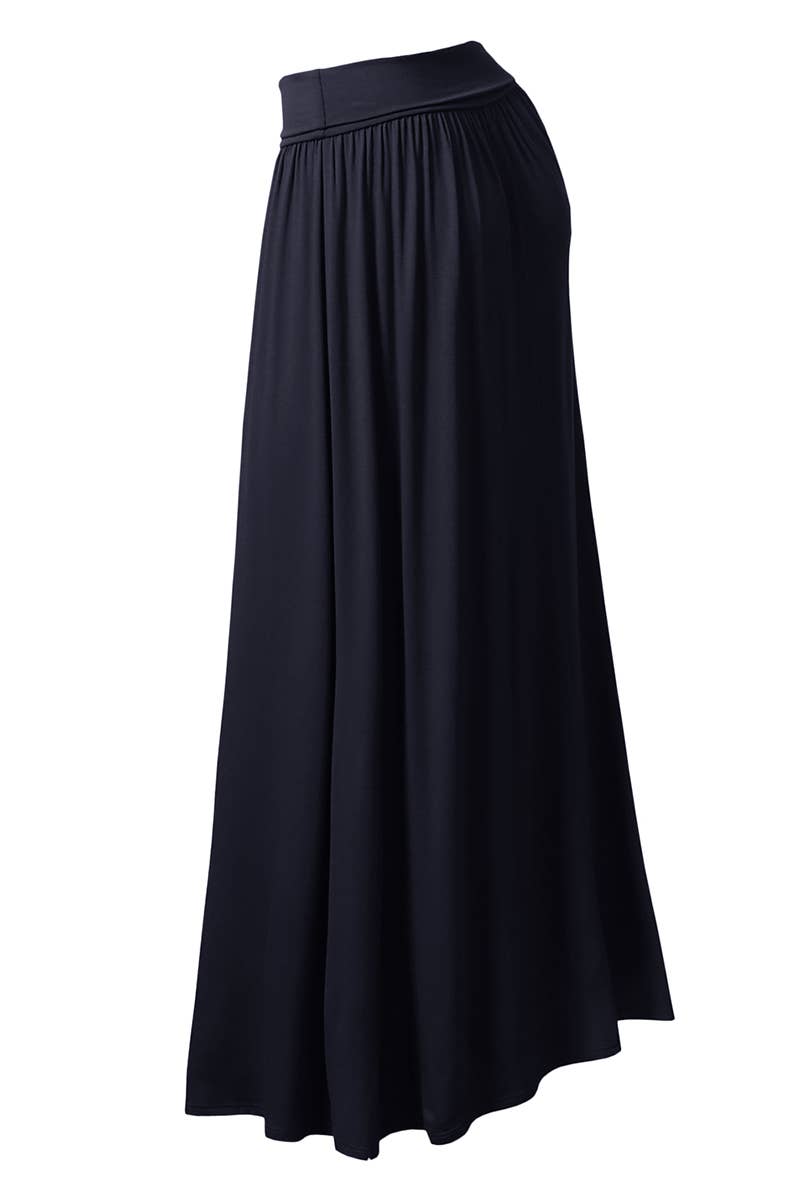 High Waist Elastic Closure Gather Maxi Skirt