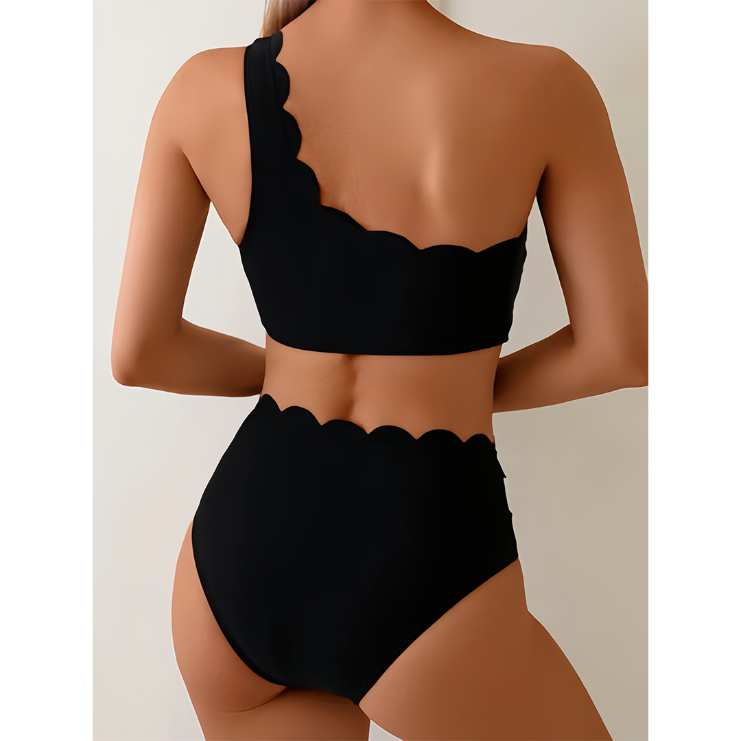 Two-Piece Black & White Lace High-Waisted Bikini TOP